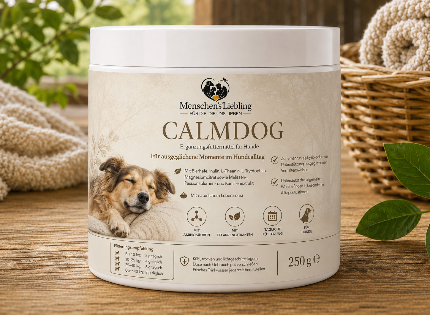 Dose CalmDog Ergänzungsfuttermittel für Hunde, 250 g